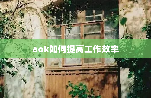 aok如何提高工作效率