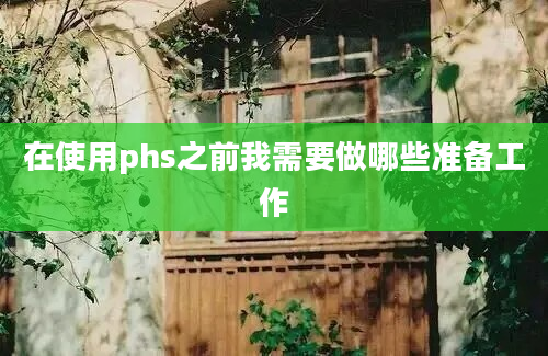 在使用phs之前我需要做哪些准备工作