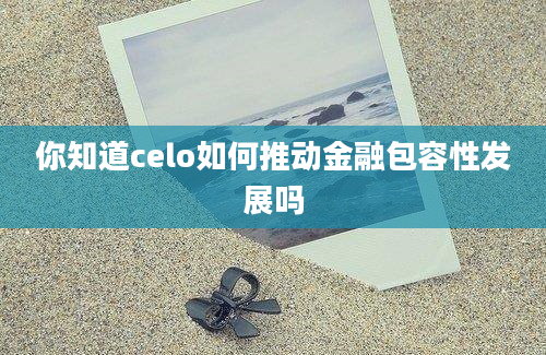 你知道celo如何推动金融包容性发展吗