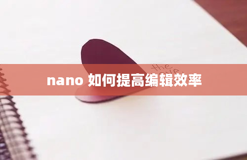 nano 如何提高编辑效率