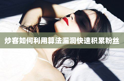 炒客如何利用算法漏洞快速积累粉丝