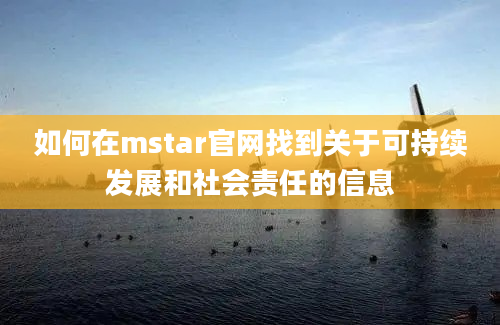 如何在mstar官网找到关于可持续发展和社会责任的信息