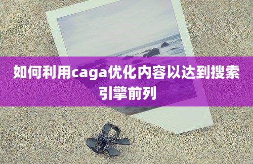 如何利用caga优化内容以达到搜索引擎前列