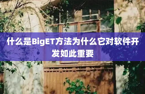 什么是BigET方法为什么它对软件开发如此重要