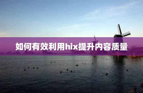 如何有效利用hix提升内容质量