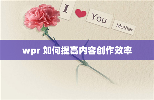 wpr 如何提高内容创作效率