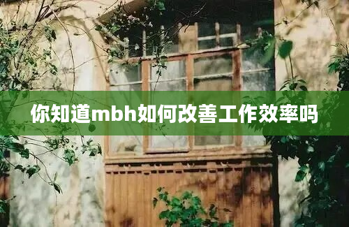 你知道mbh如何改善工作效率吗