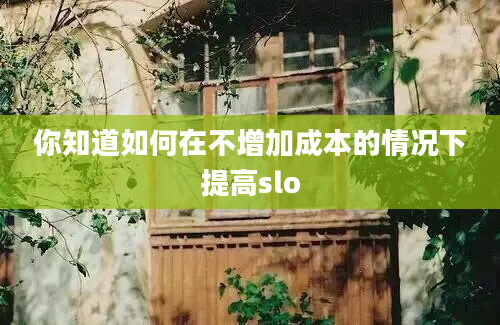 你知道如何在不增加成本的情况下提高slo